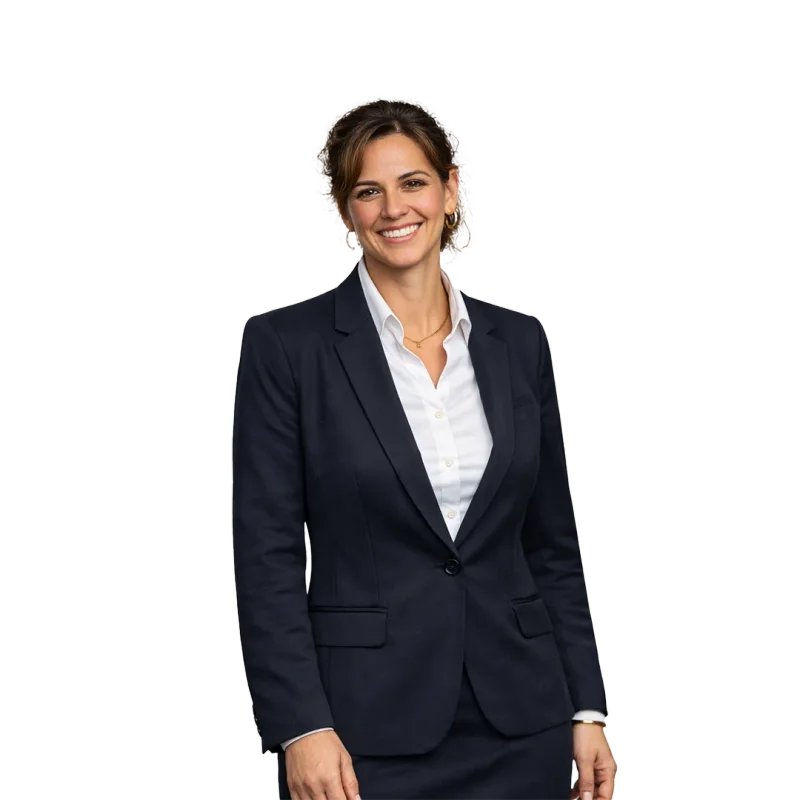 Professionele front-office medewerker van EXTRA in donker blazer