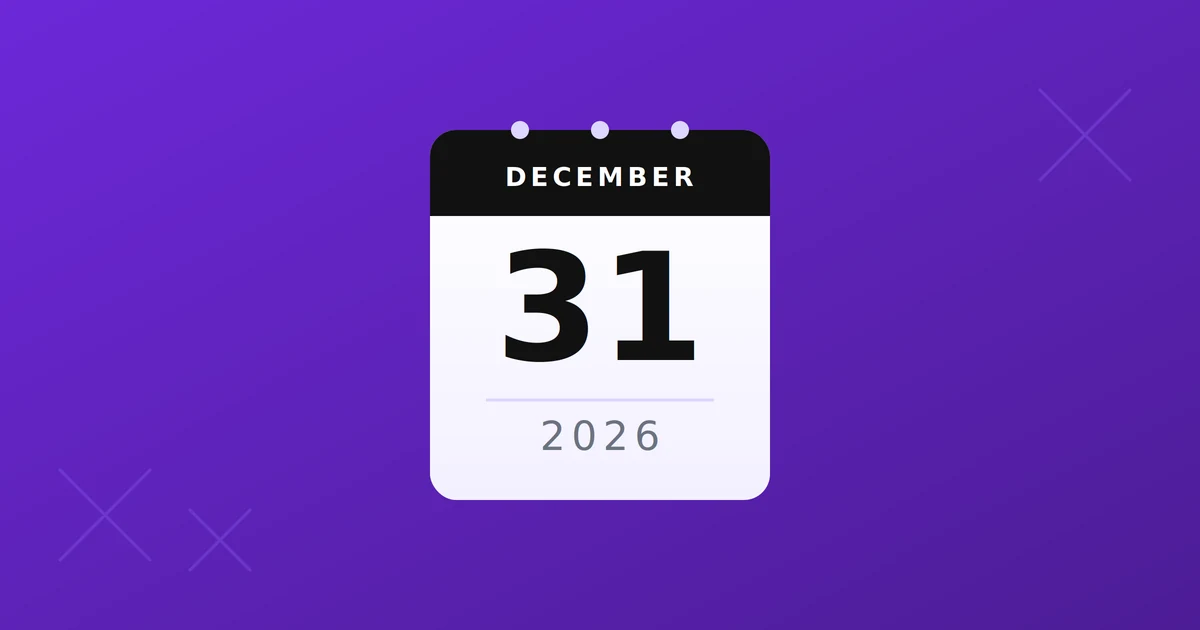 Kalenderblad van 31 december 2026, de datum waarop het rechtsvermoeden op basis van uurtarief ingaat